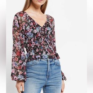 Express Smocked v-neck floral top- XS. New with tags.